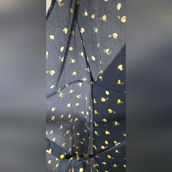 J. Crew Lemon Fruit Print Blue True Wrap Dress Women's 4 - Picture 6 of 8